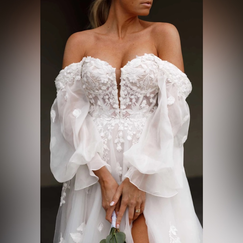 Style 1593 Strapless Martina Liana Wedding Dress with Two Sets of Sleeve Options